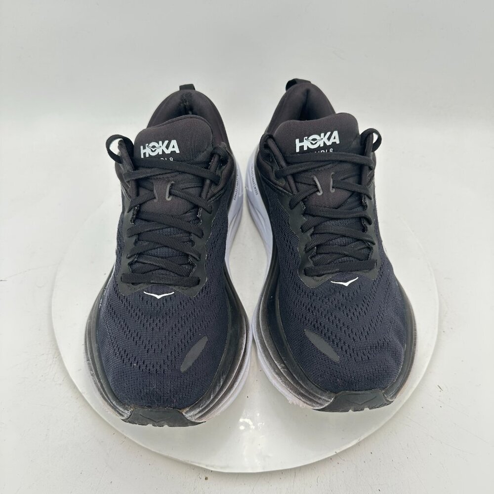 Hoka One One Bondi 8 Women Size 9.5B 1127952 BWHT Black White Running Shoes - Picture 3 of 11